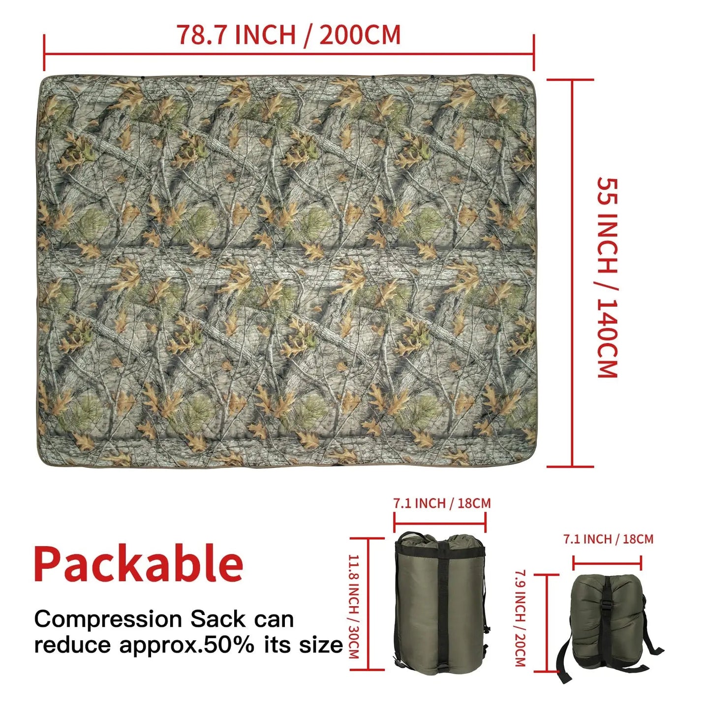 Vilead Maple Winter Warm Waterproof Quilt Wearable cape With Button Camo Woobie Blanket Waterproof Poncho Liner for Outdoor Camp Wild Frontier Gear LLC