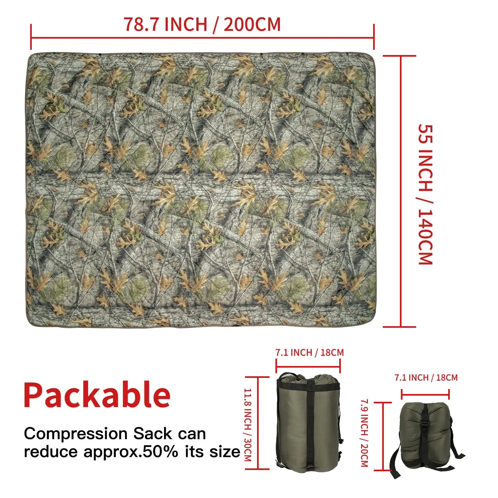 Vilead Maple Winter Warm Waterproof Quilt Wearable cape With Button Camo Woobie Blanket Waterproof Poncho Liner for Outdoor Camp Wild Frontier Gear LLC