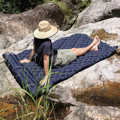 PACOONE Outdoor Camping Double Inflatable Mattress Extra Wide Sleeping Pad Ultralight Folding Bed Sleeping Mat Car Travel Mat Wild Frontier Gear LLC