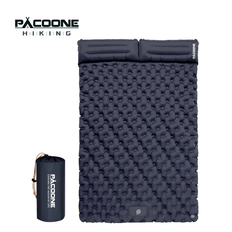 PACOONE Outdoor Camping Double Inflatable Mattress Extra Wide Sleeping Pad Ultralight Folding Bed Sleeping Mat Car Travel Mat Wild Frontier Gear LLC