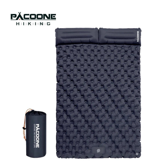 PACOONE Outdoor Camping Double Inflatable Mattress Extra Wide Sleeping Pad Ultralight Folding Bed Sleeping Mat Car Travel Mat Wild Frontier Gear LLC