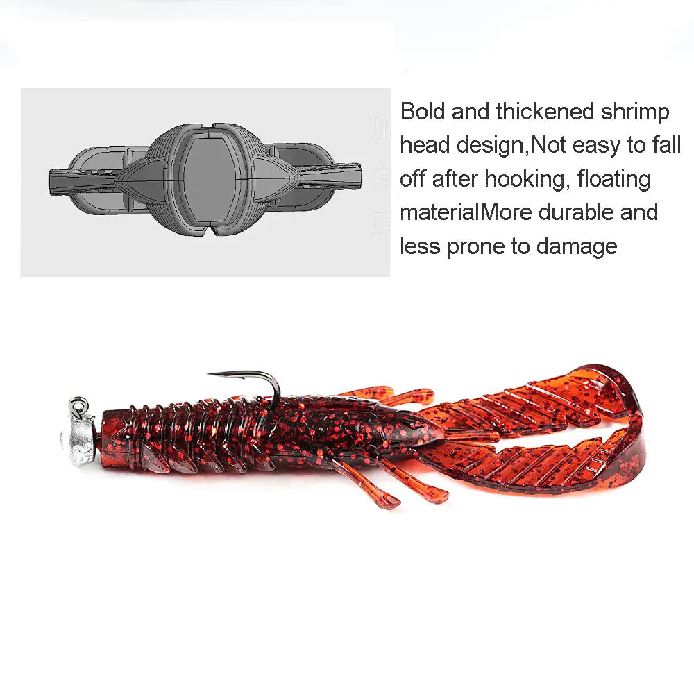 SUNMILESUNMILE 8pcs 75mm2.95inch Craw Baits Floating Shrimp Softbait Soft Lure Wobbler Bass Baits Artificial Pesca Wild Frontier Gear LLC