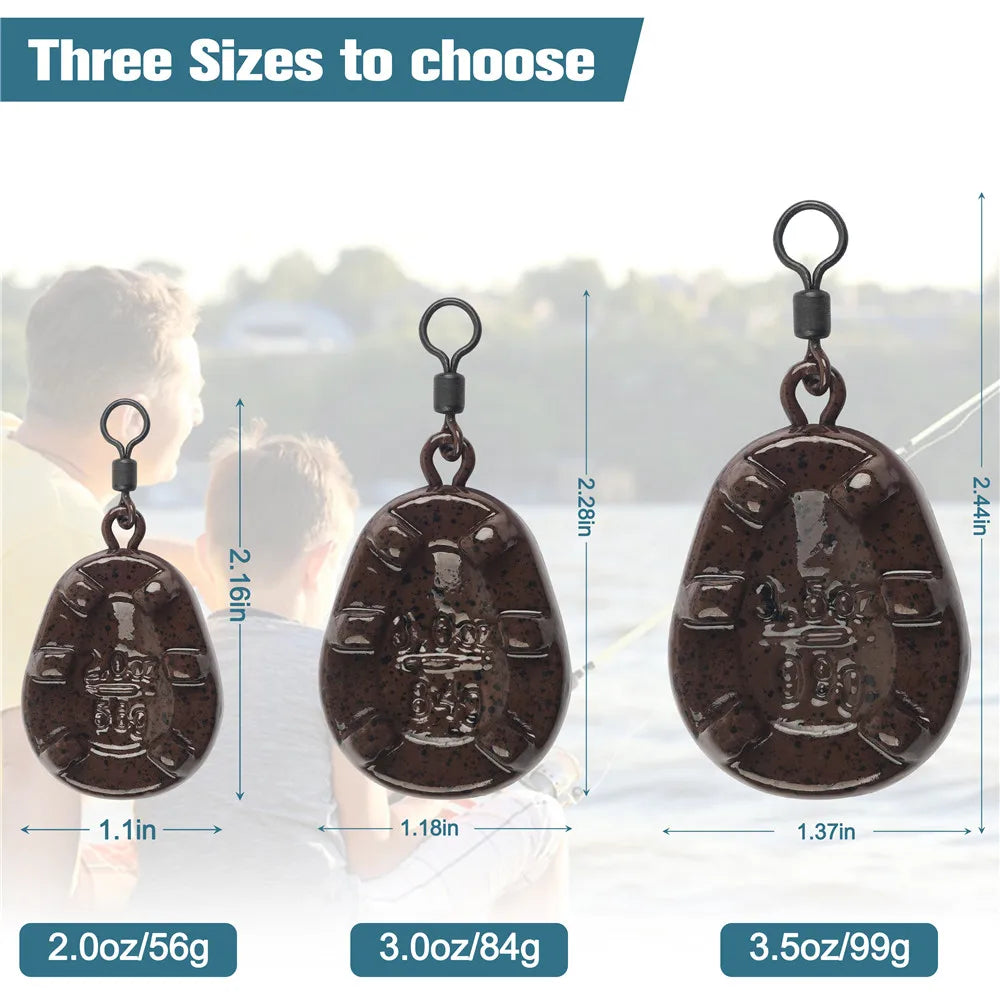 3Pcs Drop shot Carp Fishing weight Carp sinker with swivel for Catfish Surf Trolling jig lure fishing Tackle  2/2.5/3/3.5/4OZ