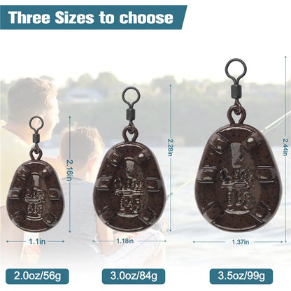 3Pcs Drop shot Carp Fishing weight Carp sinker with swivel for Catfish Surf Trolling jig lure fishing Tackle  2/2.5/3/3.5/4OZ