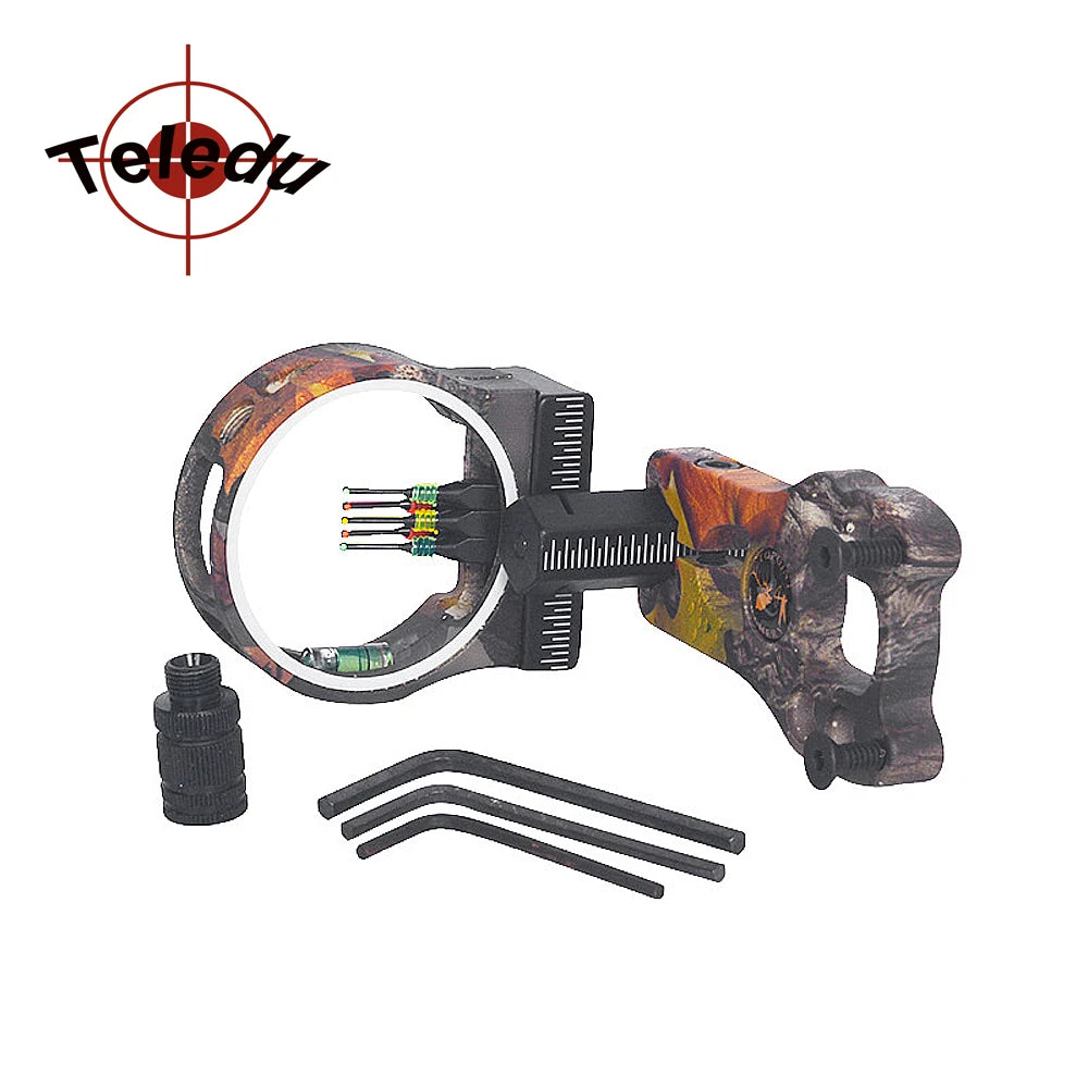 5 Pin Bow Sight 0.029" Fiber Compound Bow Sights with LED Sight Light for Compound Bows Archery Hunting - Wild Frontier Gear LLC