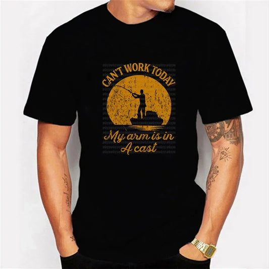 Can't Work Today Print Clothes for Men T-shirts Fishing Fisherman T Shirts Short Sleeve Vintage Tshirts Summer Oversized Shirts - Wild Frontier Gear LLC