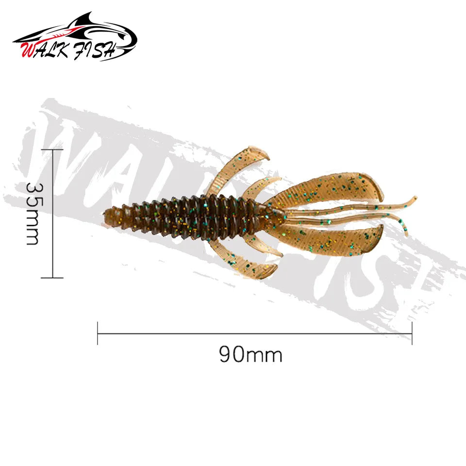 WALK FISH 8PCS Crazy Flapper Fishing Lures 90mm 3g Soft Lure Fishing Lures Soft TPR Baits Shrimp Bass Peche Gear Fishing Tackle Wild Frontier Gear LLC