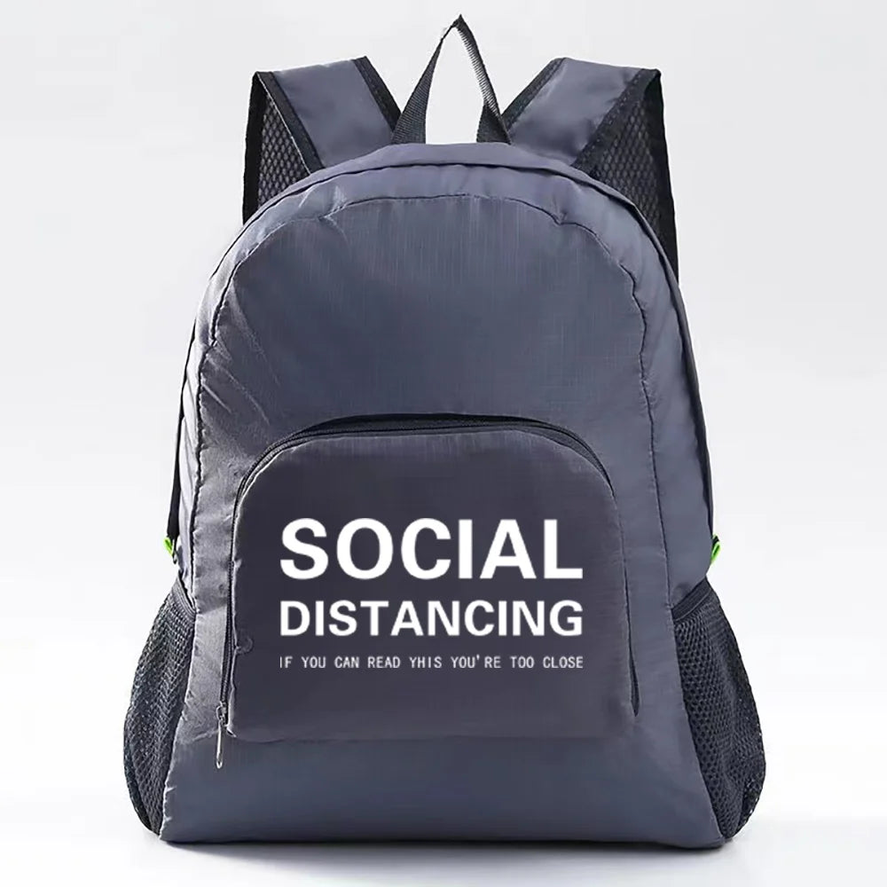 Lightweight Foldable Backpack Sports Travel Hiking Climbing Bag Text Printed Portable Outdoor Pack for Women Men Travel Storage