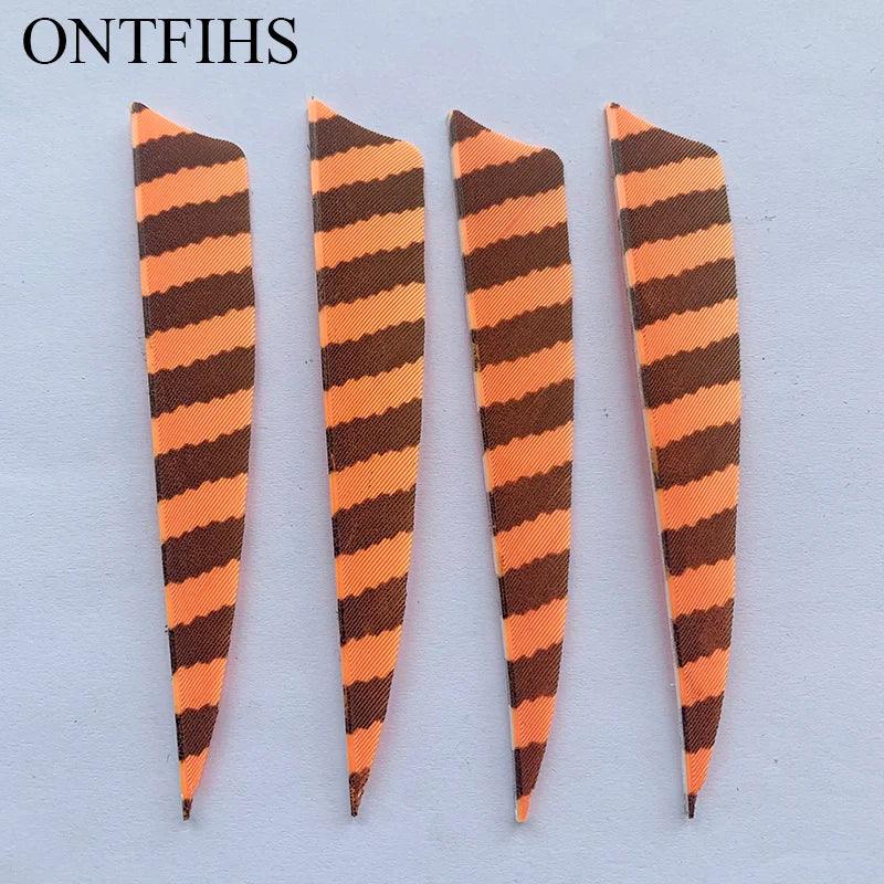 24 Pcs ONTFIHS 4Inch Fletching Arrow Striped Shield Cut Turkey Feather Archery DIY Hunting Accessories - Wild Frontier Gear LLC