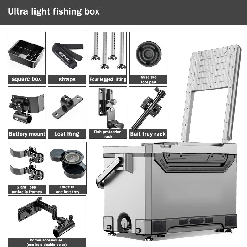 Fishing Tool Accessories Set Table Box 32L Large Capacity PP Material Insulation Live Fish Box Multifunctional Fishing Box