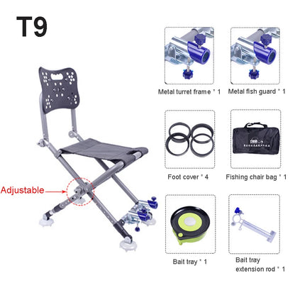 Folding Camping Chair Stool Portable Fishing Chair 180 Degree Adjustable Backrest Four-leg Recliner Aluminum Alloy Fish Chair - Wild Frontier Gear LLC
