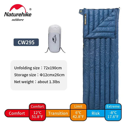Naturehike CW280 Sleeping Bag Ultralight Duck Down Sleeping Bag Spring Travel Sleeping Bags CWM400 Hiking Camping Sleeping Bag Wild Frontier Gear LLC