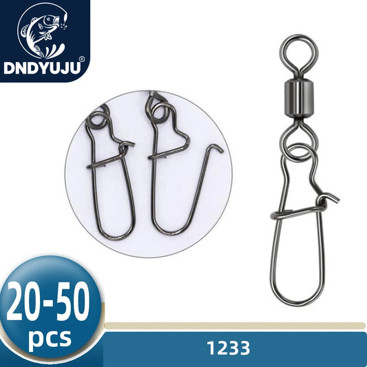 DNDYUJU 10 To 50X Fishing Swivel Snap Pin Bearing Rolling Swivel Stainless Steel Snap Fishing Connector Fishhook Lure Tools