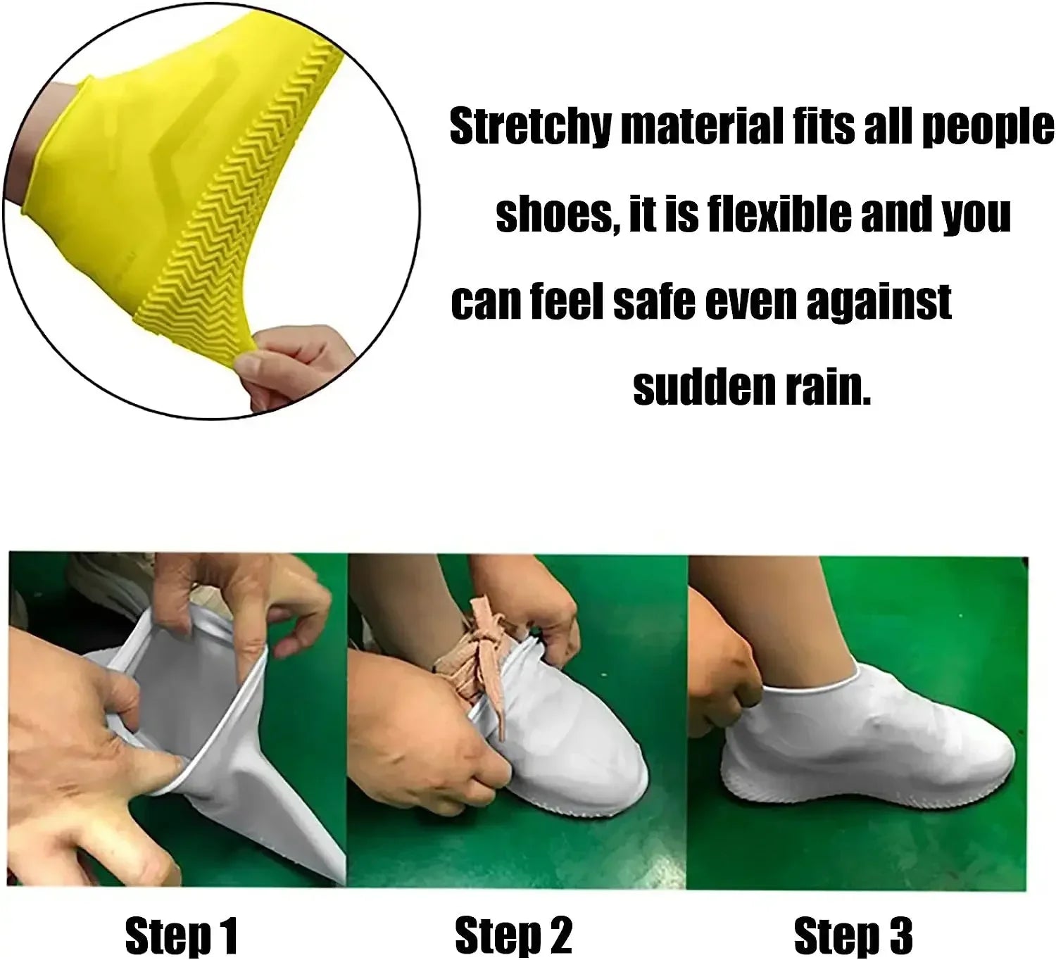 1Pair Waterproof Non-slip Silicone Shoe High Elastic Wear-resistant Men Rain Boots for Outdoor Rainy Day Reusable Shoe Cover - Wild Frontier Gear LLC
