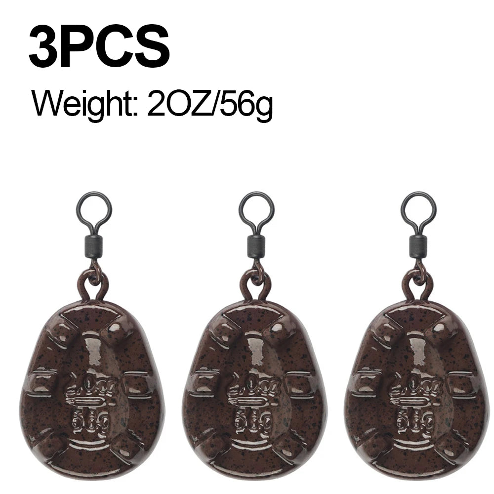 3Pcs Drop shot Carp Fishing weight Carp sinker with swivel for Catfish Surf Trolling jig lure fishing Tackle  2/2.5/3/3.5/4OZ