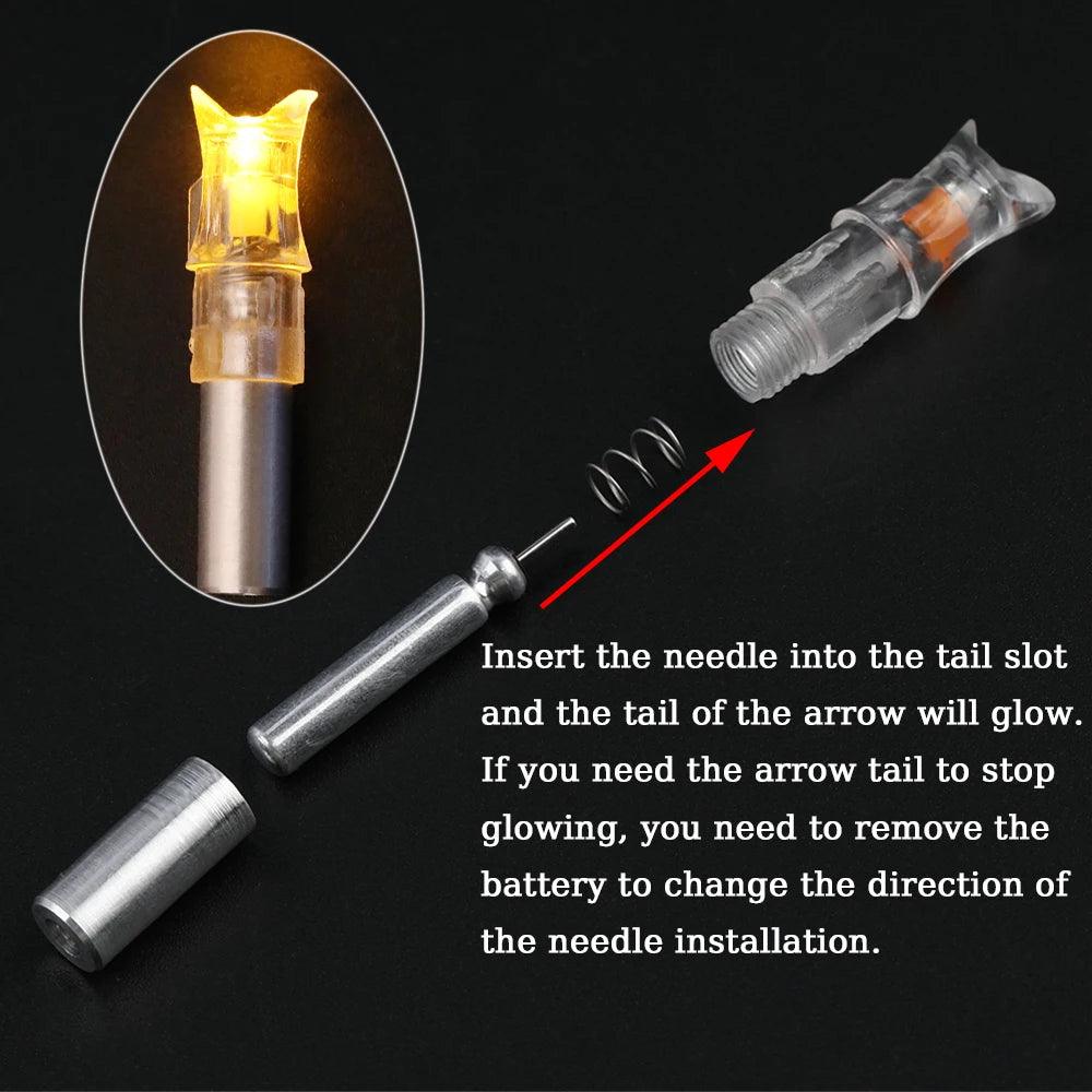 5/6pcs Archery LED Lighted Nocks Fit 7.6mm Universal Arrow Shaft Glowing Tail Carbon Crossbow Bolts Hunting Shooting Accessories - Wild Frontier Gear LLC