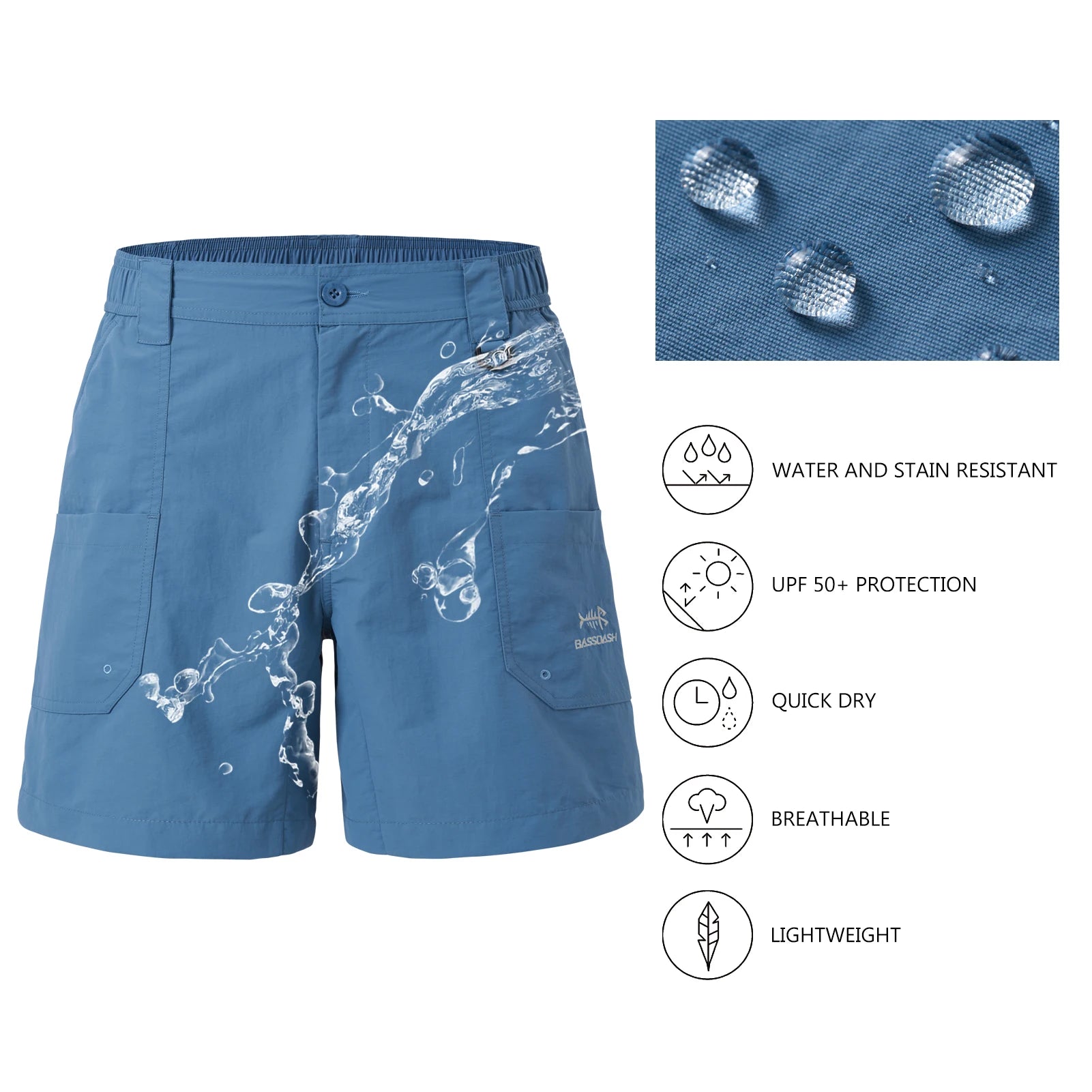 Bassdash Men's 6" Fishing Shorts UPF 50+ Water Resistant Quick Dry Hiking Cargo Shorts with Multi Pocket FS25M - Wild Frontier Gear LLC