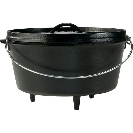 Lodge 8 Quart Pre-Seasoned Cast Iron Camp Dutch Oven with Lid - Dual Handles - Use in the Oven, on the Stove Wild Frontier Gear LLC
