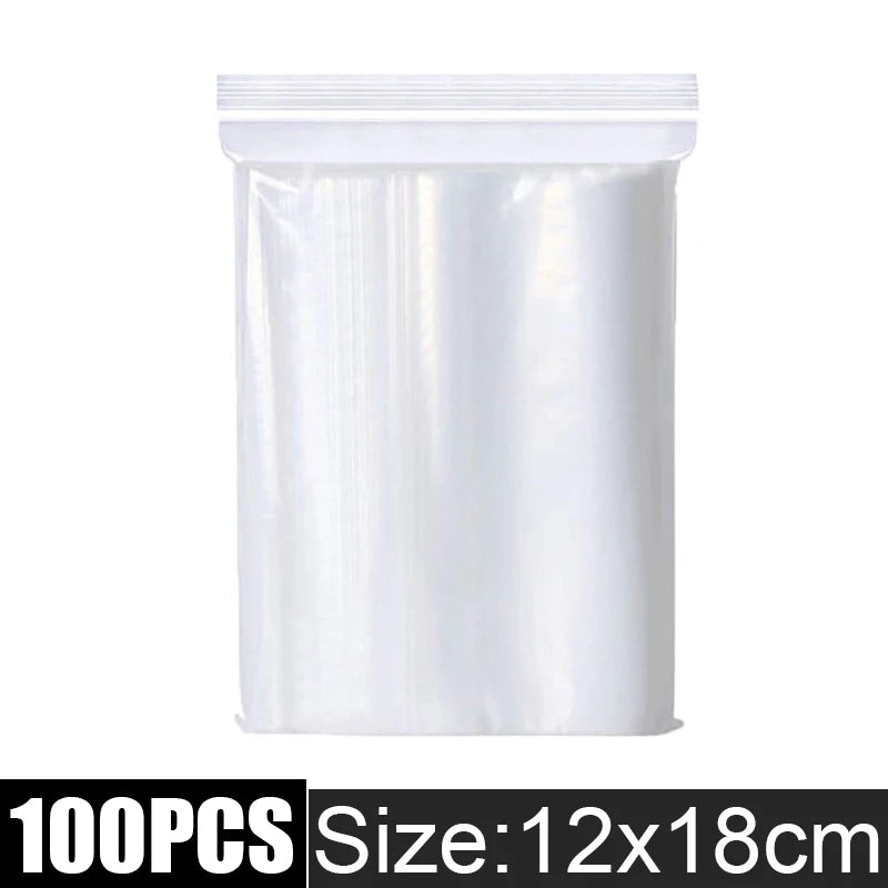 100/1000pcs Thicken Zipper Sealed Bags Clear Plastic Storage Bag for Small Jewelry Food Packing Reclosable Zippers Sealing Pouch