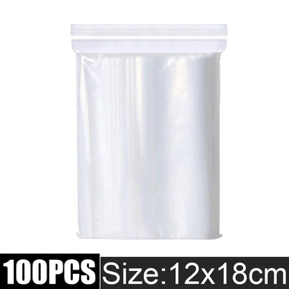 100/1000pcs Thicken Zipper Sealed Bags Clear Plastic Storage Bag for Small Jewelry Food Packing Reclosable Zippers Sealing Pouch