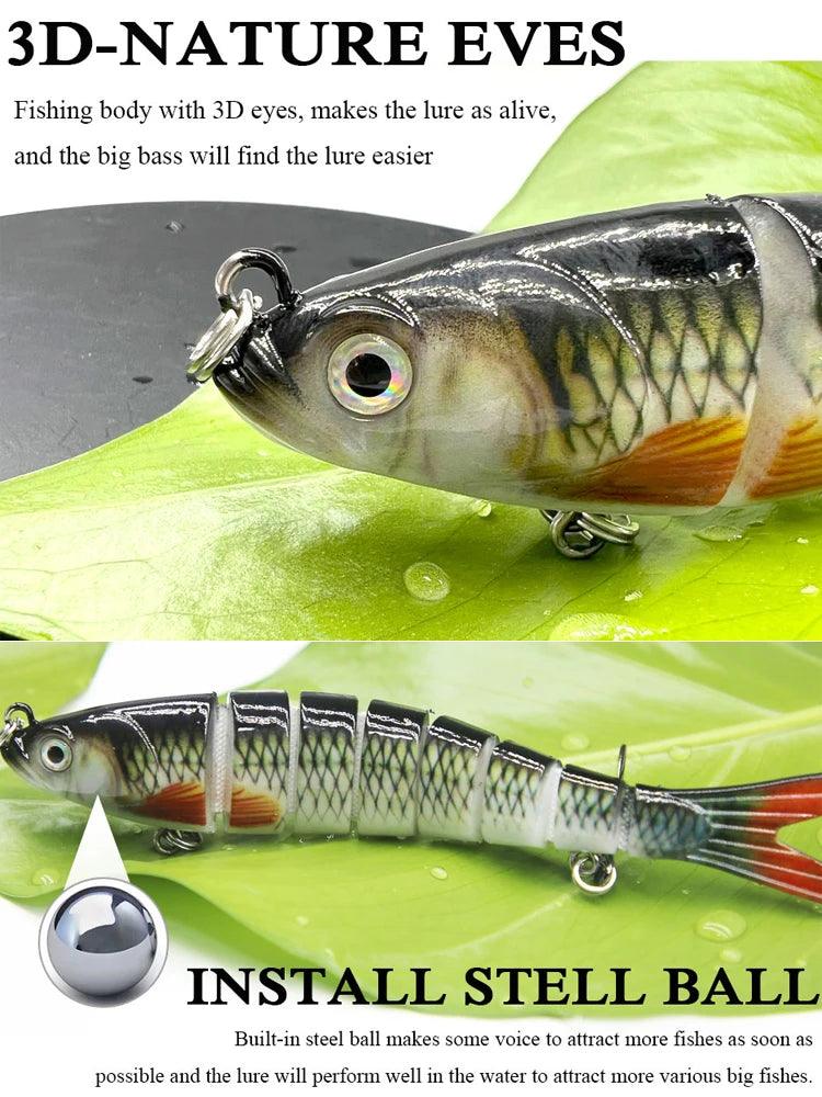 8-Segment Jointed Crankbait Fishing Lures - 10/14cm Sinking Swimbait with Realistic 3D Eyes and Lifelike Motion - Wild Frontier Gear LLC