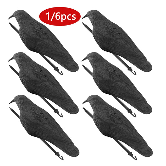 Black Plastic Crow Garden Bird Deter Scarer Scarecrow Mice Pest Control Deterrent Repeller Decor For Bird Control Hunting Decoys