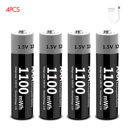 MATOV 1.5V AAA USB Li-ion Rechargeable Battery Aaa 1.5V 1100mWh Lithium Batteries with 4-in-1 Cable for Toys Camera Flashlight Wild Frontier Gear LLC