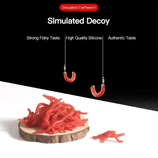 Lifelike Red Worm Soft Silicone Fishing Lures - 50pcs Earthworm Bait for Bass and Carp Fishing - Wild Frontier Gear LLC