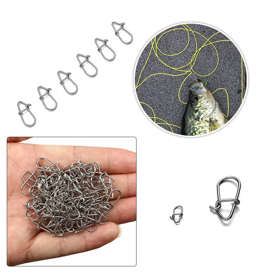 100pcs/lot nice Snap Fishing Barrel Swivel Safety Snaps Hooks Fishhook Fishing Tackle Box Accessory tool lures