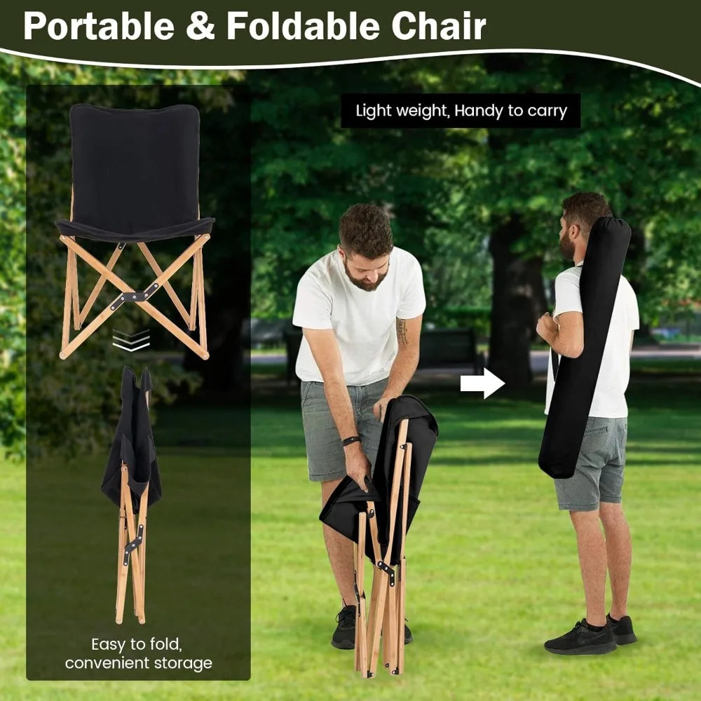 Camping Chairs 2 Pack Folding Beach Chairs for 330lbs, Outdoor Butterfly Chair, Portable Lawn Chairs for Picnic Fishing Hiking
