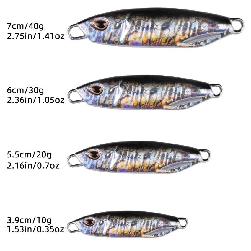 4-Piece Metal Spoon Lure Set for Slow Jigging - 10g to 30g Artificial Bait for Bass Fishing and Shore Fishing Tackle - Wild Frontier Gear LLC