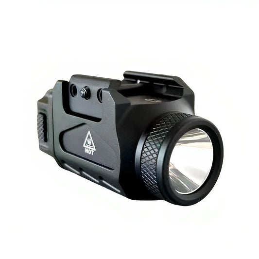 Mini Tactical Flashlight Aluminum Adjustable Rails 500 Lumen IPX5 CR123A 3/4 Hours 9mm Caliber Pistol Mounted Weaponlight