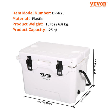 VEVOR 25/33/45/52QT Hard Cooler Insulated Portable Large Capacity Ice Chest Cooling Box for Family Outdoor Camping Activities