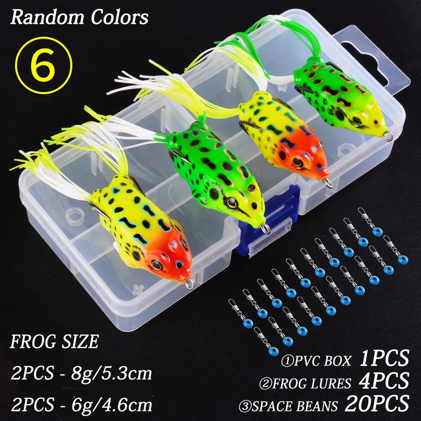 24PC 6g 8g 13g Lifelike Soft Small Jump Frog Engaging Bait Silicone Bait for Crap Fishing Lure Set Kit Gear Crankbait Tackle Box