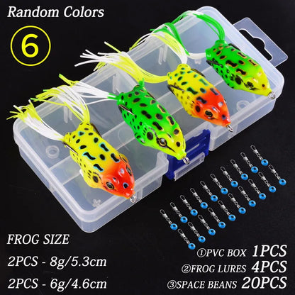 24PC 6g 8g 13g Lifelike Soft Small Jump Frog Engaging Bait Silicone Bait for Crap Fishing Lure Set Kit Gear Crankbait Tackle Box