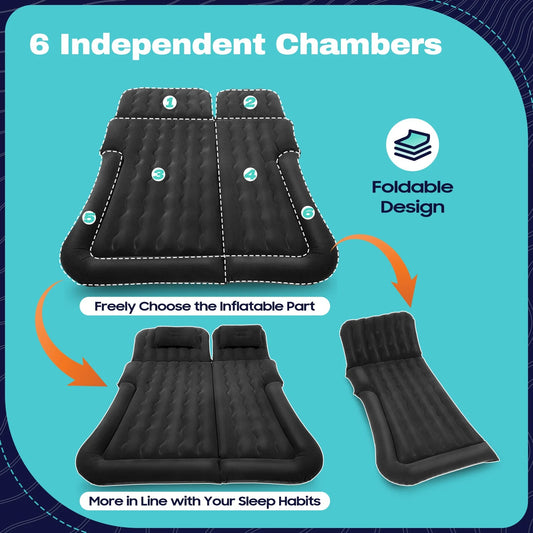 Anti-slip  Waterproof Inflatable Mattress Flocking Air Mattress 6 Chamber 1.7*1.2m Outdoor Sleeping Equipment Air Pump Included Wild Frontier Gear LLC