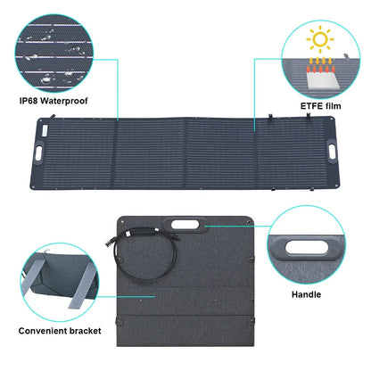 200W ETFE Flexible Foldable Solar Panel 100W Camping Portable Folding Solar Panel Kit High Efficience Travel&Phone&Boat&RV 20.5V Wild Frontier Gear LLC