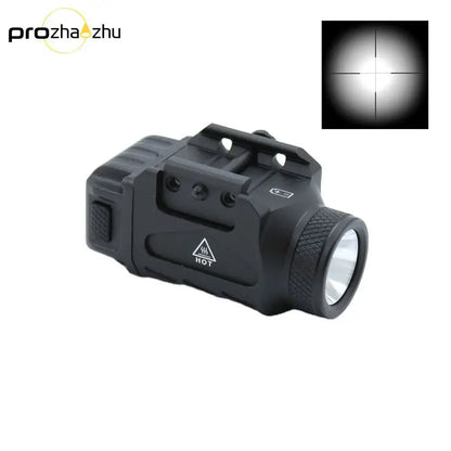 Mini Tactical Flashlight Aluminum Adjustable Rails 500 Lumen IPX5 CR123A 3/4 Hours 9mm Caliber Pistol Mounted Weaponlight