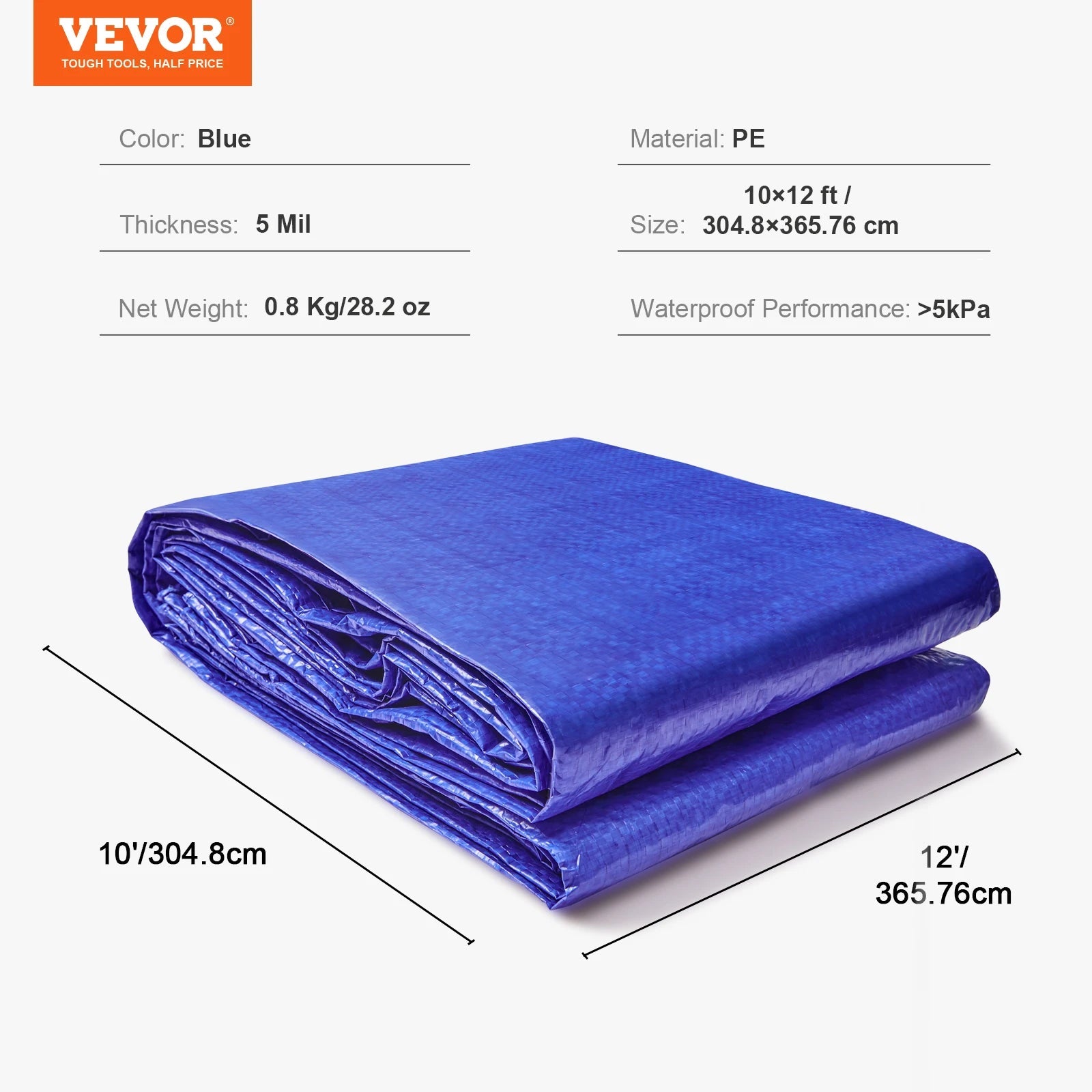 VEVOR Heavy Duty Tarp 16 Mil Thick  Waterproof Tear Proof Poly Plastic Tarps Cover  Multi-Purpose Outdoor Tarpaulin for Truck Wild Frontier Gear LLC