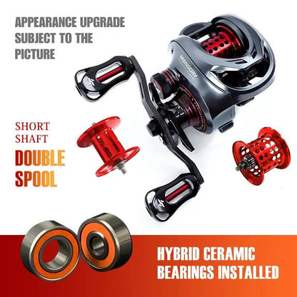 Seasir Ultra-Light Carbon Baitcasting Fishing Reel with Hybrid Ceramic Bearings and Dual Spools - 7.3:1 Gear Ratio for Seawater and Freshwater Fishing - Wild Frontier Gear LLC