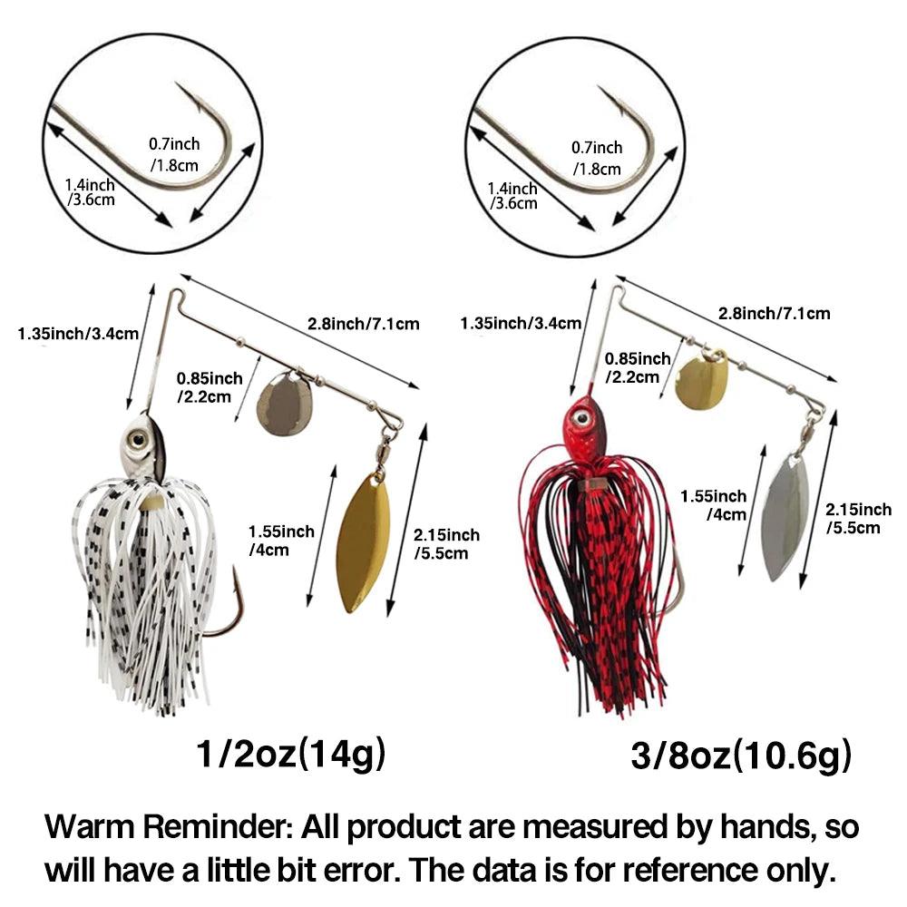 Eupheng Premium Spinner Bait Fishing Lures | Versatile Weight Options & 3D Fish Head Designs for Bass and Pike Fishing - Wild Frontier Gear LLC