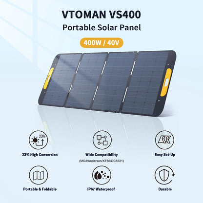 VTOMAN VS400W Foldable Solar Panels Cell 40.32V Portable Solar Charging Panel Complete Kit for Outdoor Tourism Power Station Wild Frontier Gear LLC