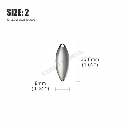 Countbass 50pcs Nickel-Plated Steel Willow Spinner Blades for DIY Fishing Lures - Smooth Finish, Perfect for Tackle Craft - Wild Frontier Gear LLC