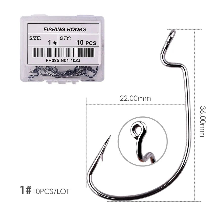 10pcs/ Box Fishing hook Offset 8# - 5/0# crank hook for soft worm bait fishhook crankbait fishing tackle accessories pesca hooks