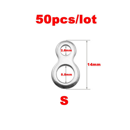 10-50Pcs Stainless Steel Fishing Solid Ring Sea Fishing Lures Connectors Jigging Ring Swivels Fishing Snap Accessory Tackle Tool