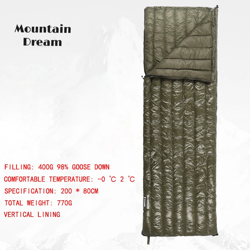 Mountaindream Outdoor camping hiking portable envelope 90% goose down 200*73 sleeping bag 3 seasons warm Wild Frontier Gear LLC