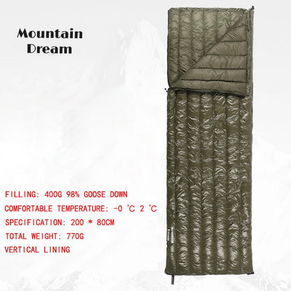 Mountaindream Outdoor camping hiking portable envelope 90% goose down 200*73 sleeping bag 3 seasons warm Wild Frontier Gear LLC