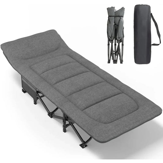 Cushion and Pillow, Portable Folding Bed for Sleeping, Lightweight Tent cot with Carry Bag Supports 450 lbs (Grey) Wild Frontier Gear LLC