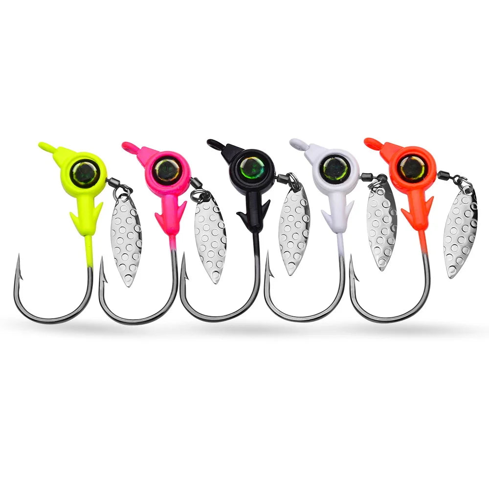 3pcs Jig Head Hook 3.5g 5g 7g 10g Fishing Hook Rotating Sequins Jig Lure Metal Spoons Hard Baits For Soft Worm Fishing Tackle