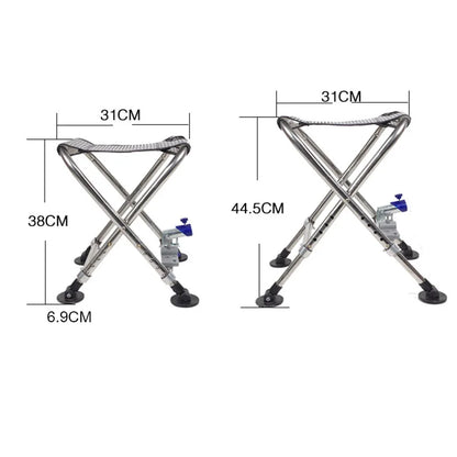 Adult Mini Fishing Chair Seating Foldable Outdoor Stainless Steel All-terain Light Weight  Legs Adjustable Portable Fishing Gear - Wild Frontier Gear LLC